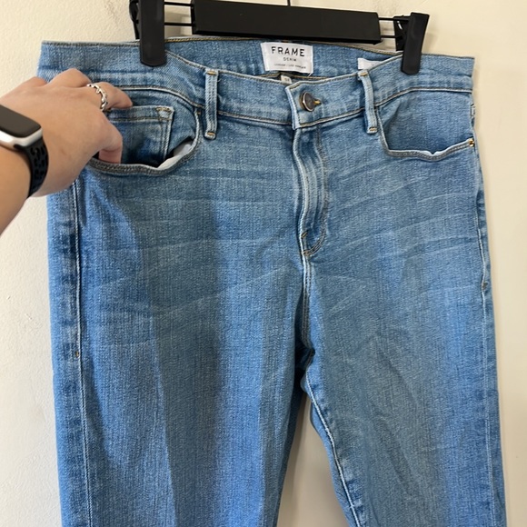 FRAME Le Garçon in Daphne Blue Super Stretch Mid Rise Boyfriend Denim Jeans 32 - Picture 5 of 12